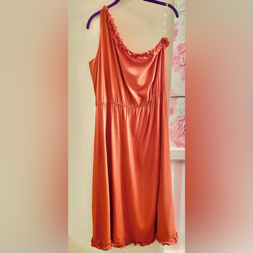 One Shoulder Sleeveless Solid Maxi Dress with Ruffles   SIZE XL   NEW with tags!